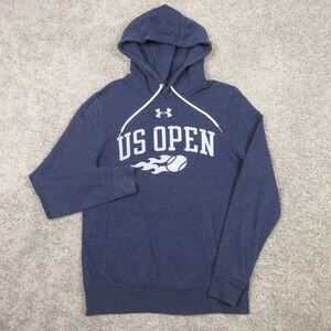 US Open Tennis Sweater Mens Small Blue Under Armour Pullover Hoodie Sweatshirt